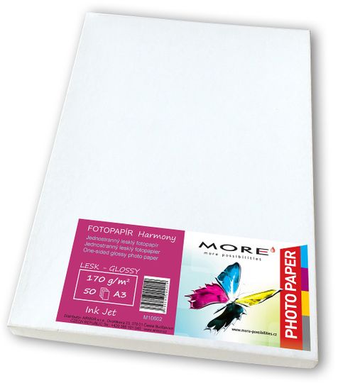 Fotopapier lesklý biely pre A3, 170g/m2 pre ink. tlač 50 ks